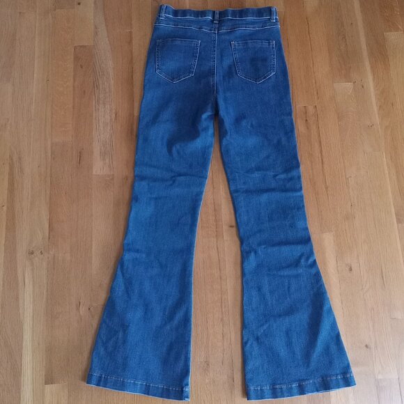 Bell-Bottom Double-Breasted Button Stretch Jeans by ANNA & AVA - Picture 3 of 6